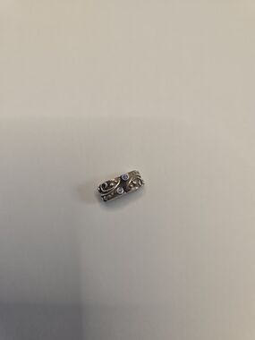 Pandora Sterling Silver Bracelet Charm Clip with Blue Stones